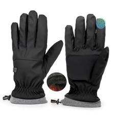 Water Repellent Winter Ski Gloves Touchscreen for Men Women L9.8in W4" Black