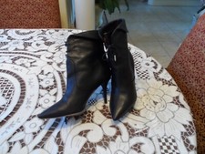 Aquazzura Black Leather Front Laced Ankle Boo...