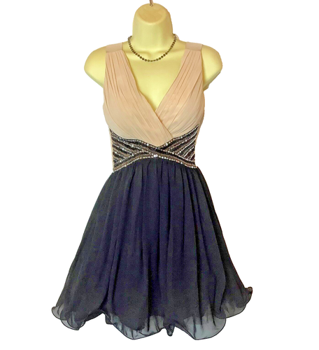 NEW LOOK Black & Beige Occasion Swing Dress 10 - Picture 2 of 12