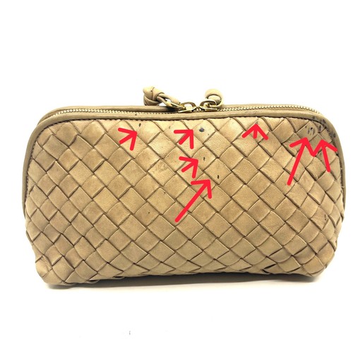 BOTTEGA VENETA Mini Pochette in Pelle Intrecciata con Zip Beige Autentica - Foto 13 di 20