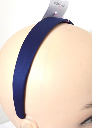 NEW 2.5cm Navy blue satin fabric aliceband headband back to school hair fashion - Picture 2 of 2