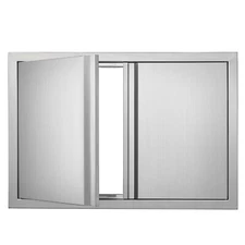 28x19" BBQ Access Door Stainless Steel Double Outdoor Kitchen Flush Mount Door