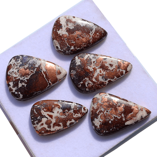 Lotto 5 Pezzi Pietre Preziose Cabochon Pera Rame Naturale Dolomite Alta Qualità 35mm-39mm - Foto 3 di 14
