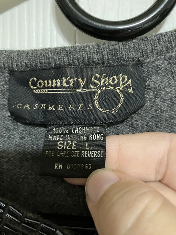 Cárdigan de cachemir country shop para mujer talla L gris oficina preppy súper suave Foto 3 de 4