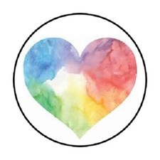 48 RAINBOW HEART ENVELOPE SEALS LABELS STICKERS 1.2" ROUND FAVOR