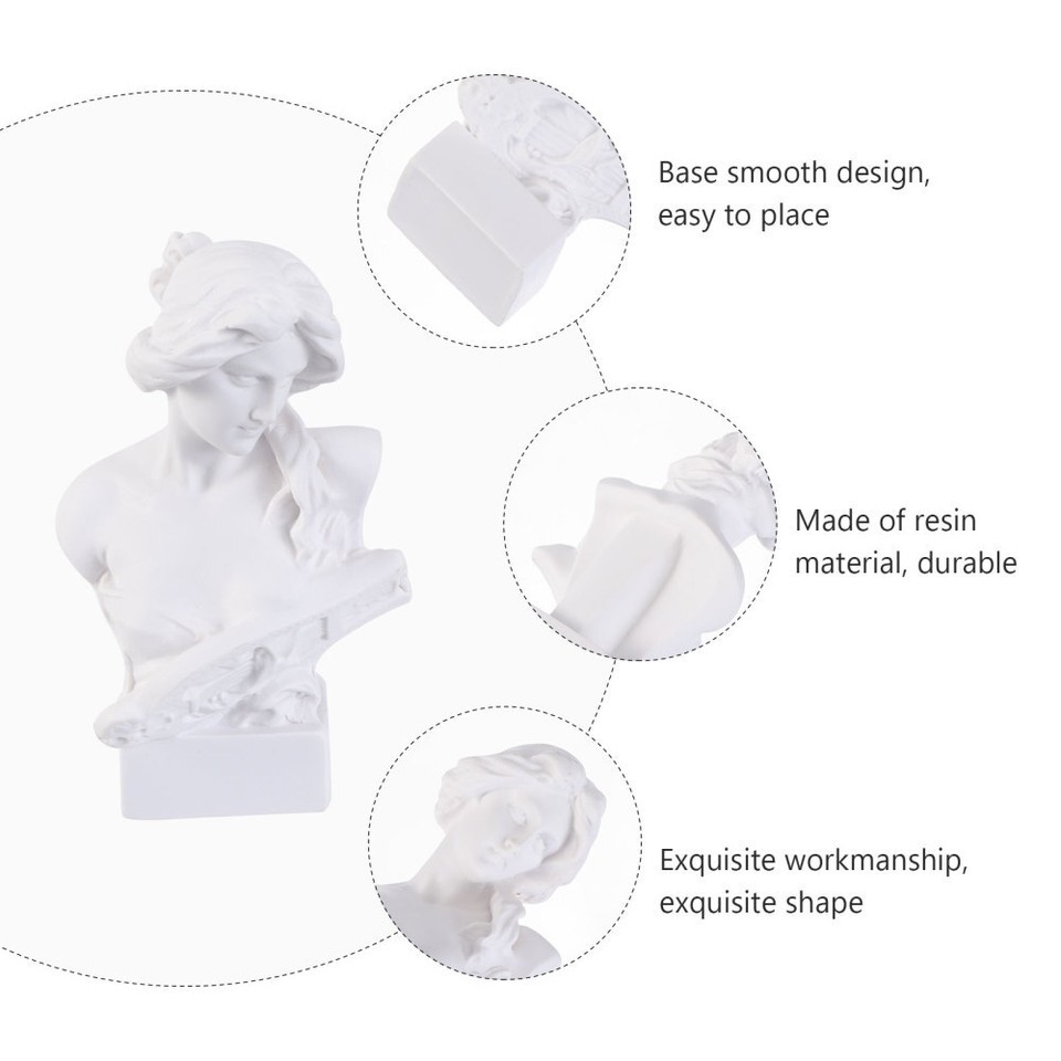 3 PCS Mini Figurine Female Bust Greek Statue Ornament Harp eBay