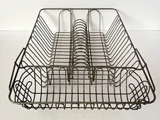 Antique, EARLY, Primitive Metal Galvanized Wire Sink Dish Rack Tray Dryer Stand