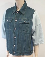 Mm6 Maison Margiela Blue Two Tone Cotton Blend 3/4 Sleeve Denim Jacket 42 Uk10