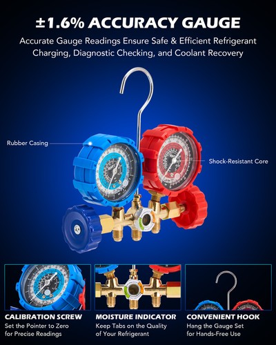 OMT 1/4hp 3.5 cfm Vacuum Pump & Manifold Gauge Set w Leak Detector for HVAC Auto - Picture 7 of 8