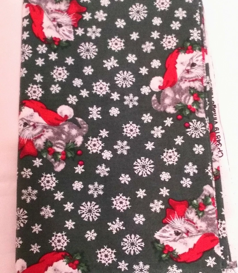 Tela de acolchado Navidad 5 yardas algodón vacaciones muñeco de nieve gatitos trineo de Santa A4 Foto 4 de 4