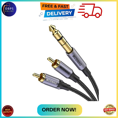 MOSWAG 1/4 to RCA Cable, Quarter inch TRS to RCA Audio Cable 6.35mm Stereo Jack