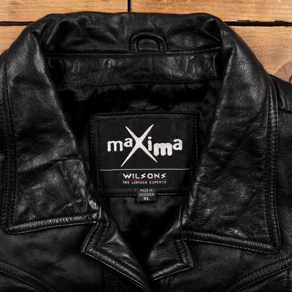 Chaqueta de cuero Maxima vintage XL 90s negra para mujer Foto 3 de 4
