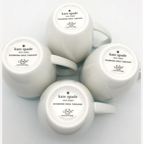LENOX Kate Spade 858658 Rutherford Circle Turquoise Mug Set of 4 16oz - Picture 4 of 5