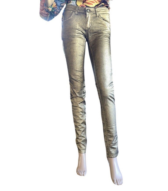 NWOT EDC By Esprit Jeans Metallic Gold Skinny Sz 0 Regular
