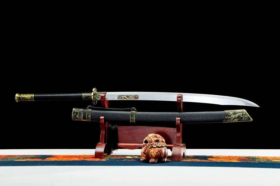 Chinese Kung Fu Broadsword Wushu Sword 65 Manganese Steel Blade Sharp Oxtail Dao - Image 2 of 4