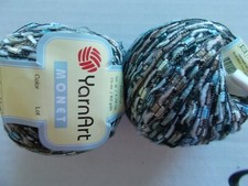 YarnArt Monet trellis/ladder/ribbon fashion yarn, grays, lot of 2, 82 yds each