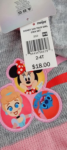 Disney 100 Minnie Mouse & Friends Beanie Hat & Mittens Set Toddler 2-4T Pink NEW - Picture 2 of 3
