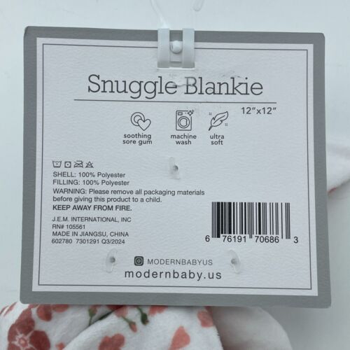 MODERN BABY weiß Hase Blumen Sicherheitsdecke Lovey Beißring Rassel Ostern NEU - Bild 7 von 7