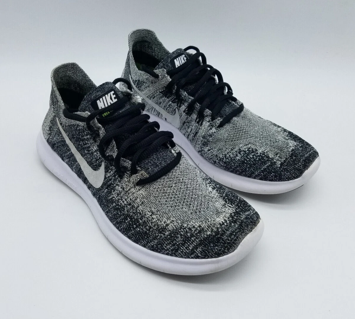 Nike Free RN Flyknit 2017 Women s Size 8 Running Shoes Black White