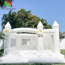 15x15ft 100 PVC White Inflatable Bounce House Jumper Castle w/ Slide  Ball Pit