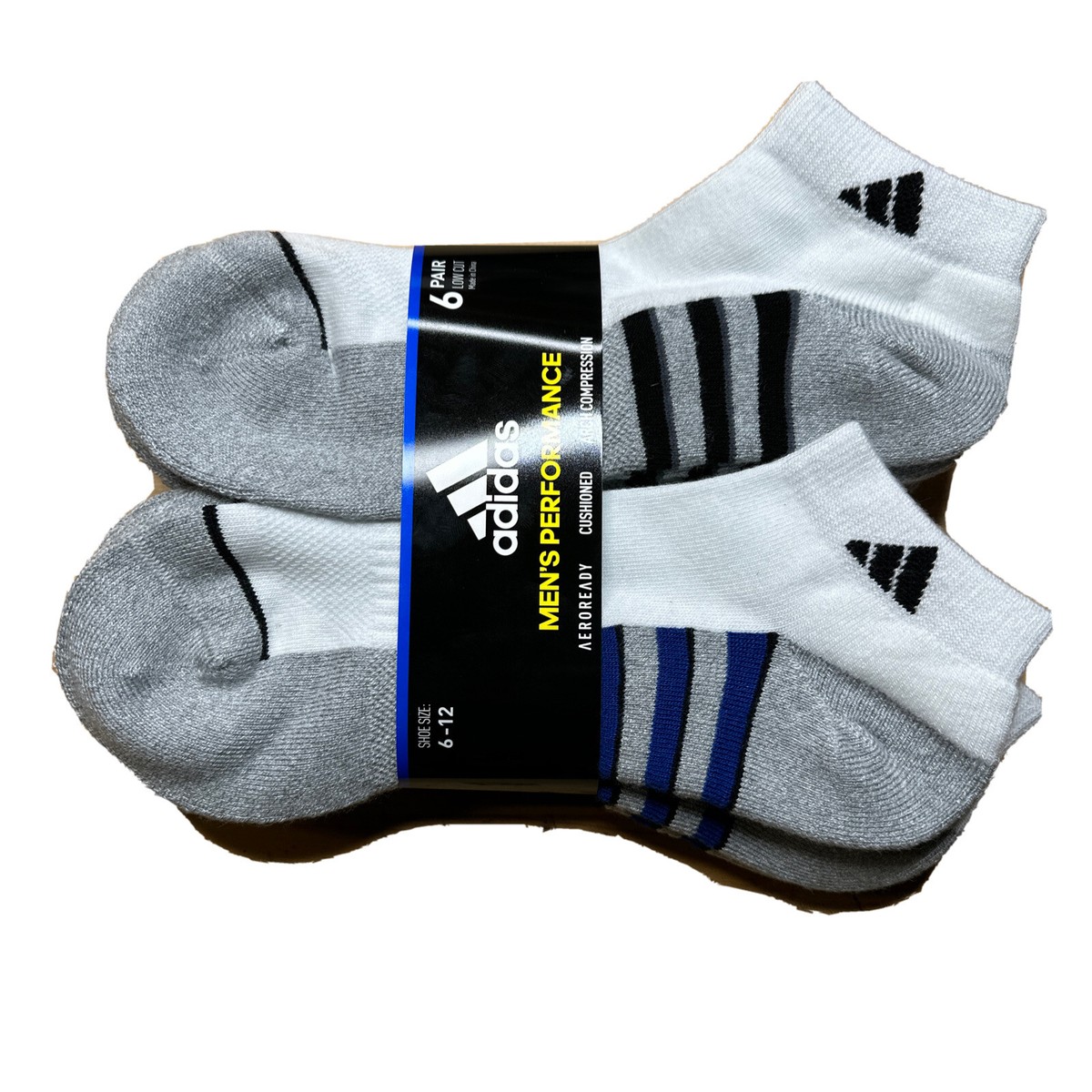 Pairs Adidas Men's Cushioned Low Cut Ankle Socks White 6-12 NEW