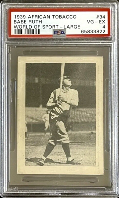 babe ruth tobacco card 1939 African Tobacco BABE RUTH World of Sport LARGE #34 PSA 4
