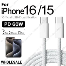 For iPhone 16 15 Pro USB-C to USB-C Cable Fast Charger Lot Type C Charging Cord