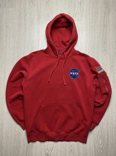 Alpha Industries NASA 100th Space Shuttle Mission Hoodie Red Men  s Large Vintage