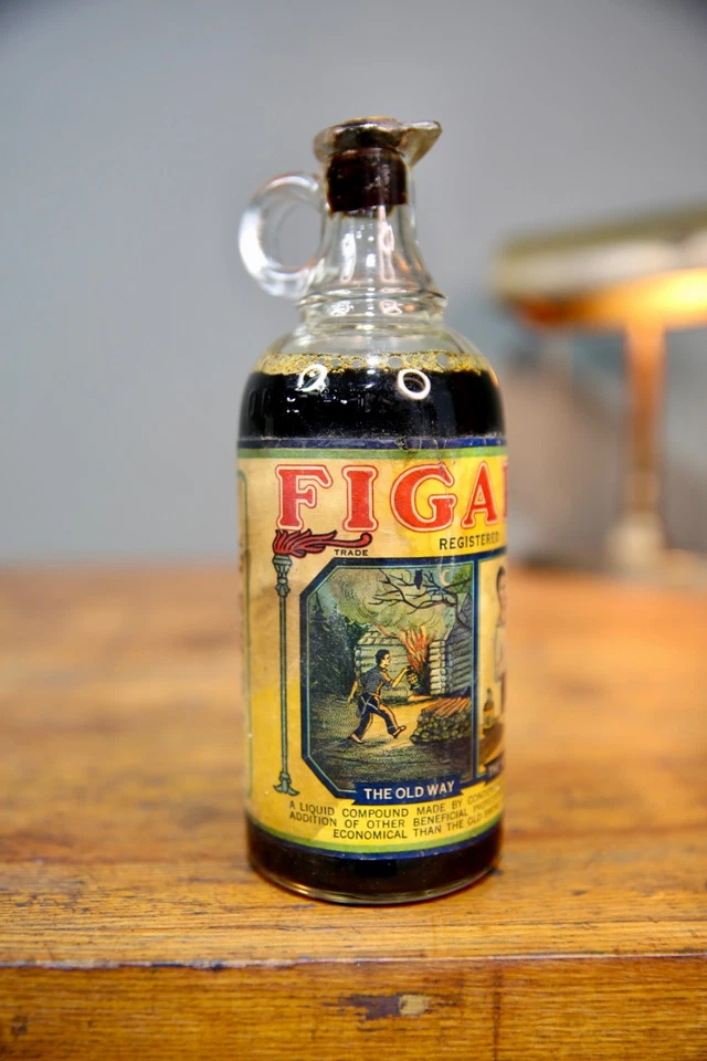 Antiguo cuchilla de carne de carnicero curado vidrio boticario botella jugo Figaro Dallas TX Foto 2 de 4