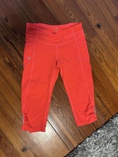 ATHLETA Knit Side pockets Capri Reflective red Leggings Small