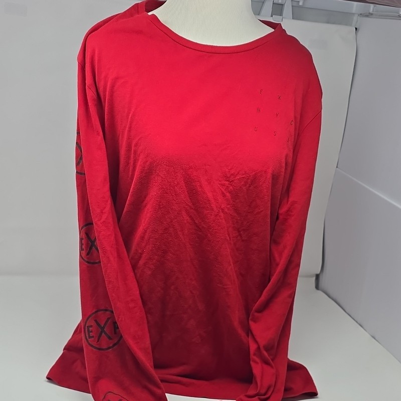 Express Men's Red Long Sleeve Crew Neck Graphic Logo T-Shirt Size L