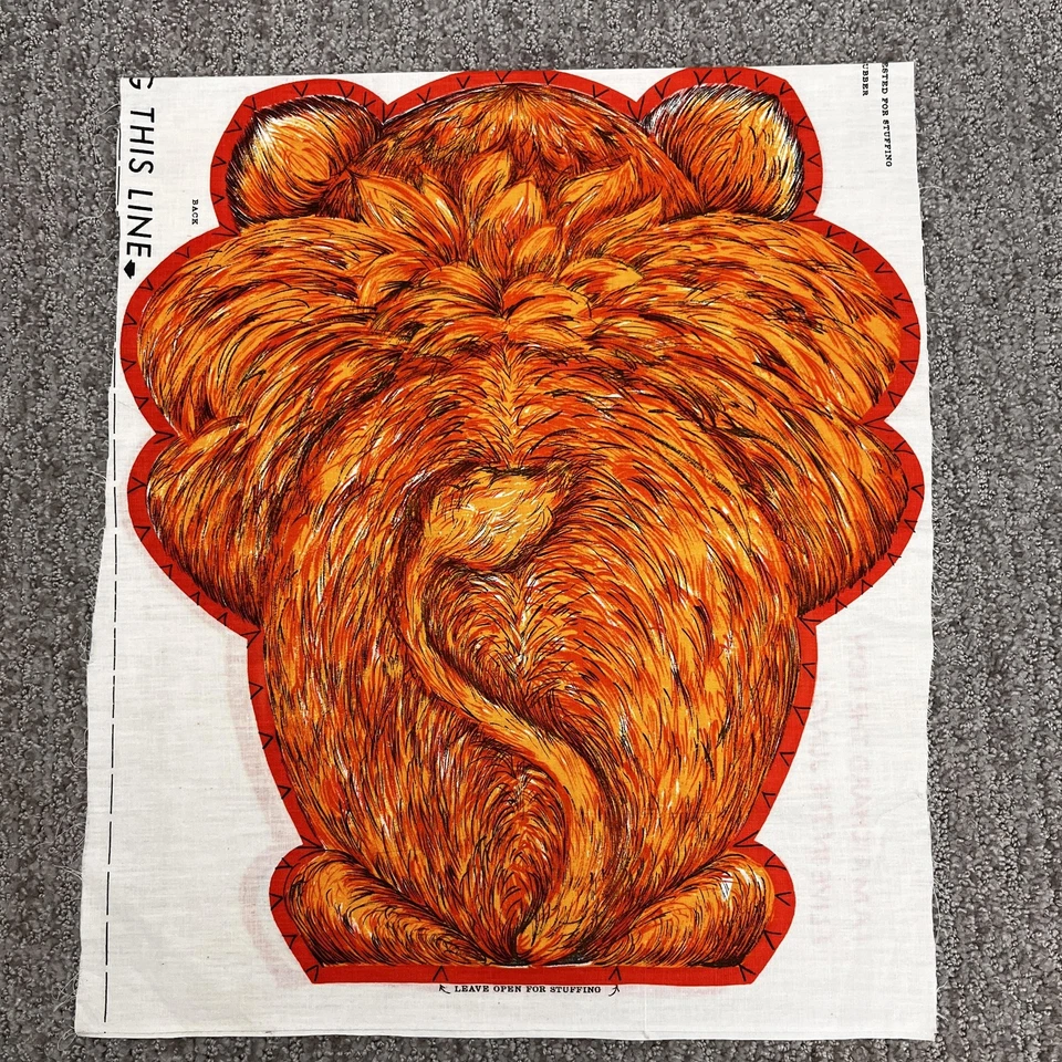 Panel de almohada de felpa de colección Richard the Lion Jungle Animal cortar y coser tela años 60 70 Foto 2 de 4