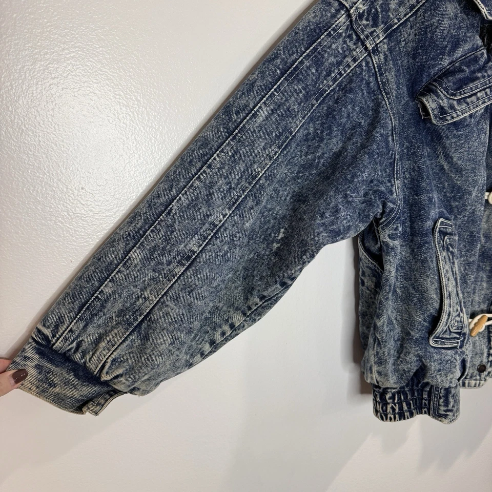 Chaqueta Jean Gitano Vintage Años 80 L Denim Lavado Ácido Cremallera Palanca Azul Algodón Bombardero Foto 3 de 4