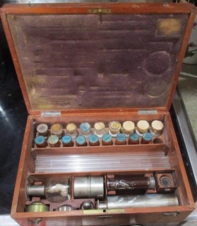 ANTIQUE EXTREMELY RARE SCIENTIFIC INSTRUMENTS CASE CHEMICALS ARCHEOLOGY 1 OF 2