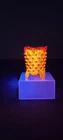 Vintage FENTON Hobnail Toothpick Holder Orange Amberina Art Glass 3 Footed