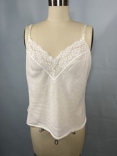 Vintage Camisole Top SIZE 34 SMALL white cotton lace cottage 70s 80s classic