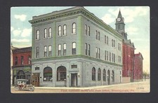 Vintage 1911 Postcard Monongahela Pennsylvania First National Bank + Post Office