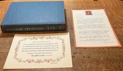 1952 1st Edition WINSTON CHURCHILL / Doubleday /With Bookclub Letter