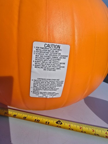 ¡GRANDE! Molde soplado de colección Pumpkin Jack O Lantern JOL 1991 Union Products con tapa 18" - Imagen 7 de 14