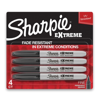Extreme Permanent Markers, Fine Point, Black, 4 Count