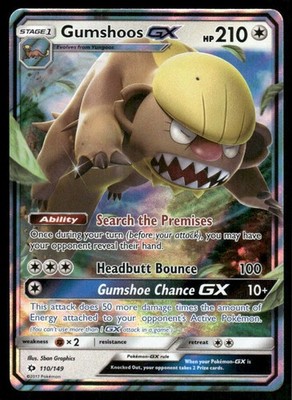 Gumshoos GX 2017 Sun & Moon Ultra Rare Holo Pokemon Card 110/149