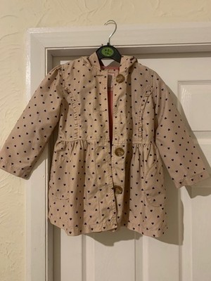 Kleinkind Mädchen Mantel mit Herzmuster - beige mit rosa Futter, Größe 3-4 Jahre, toller C