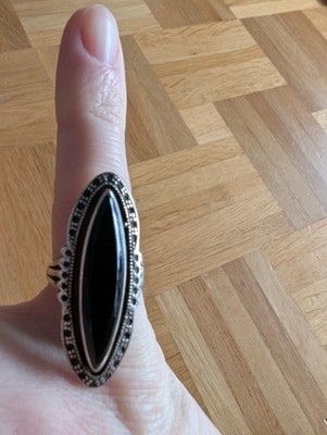 Ring Silberring Silber 925 Sterlingsilber Onyx Onyxring Vintage Boho Navette