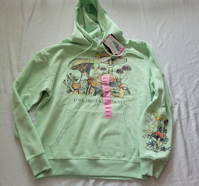 Disney Women s Hoodie Small Tinker Bell Love, Trust, And Pixie Dust Green