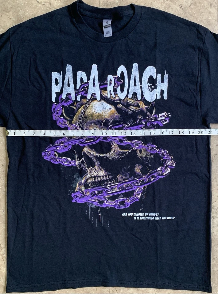 Papa Roach Rock Nu Metal T-Shirt Sz Large Double Sided Band Tee Black S/S - Image 4 of 4