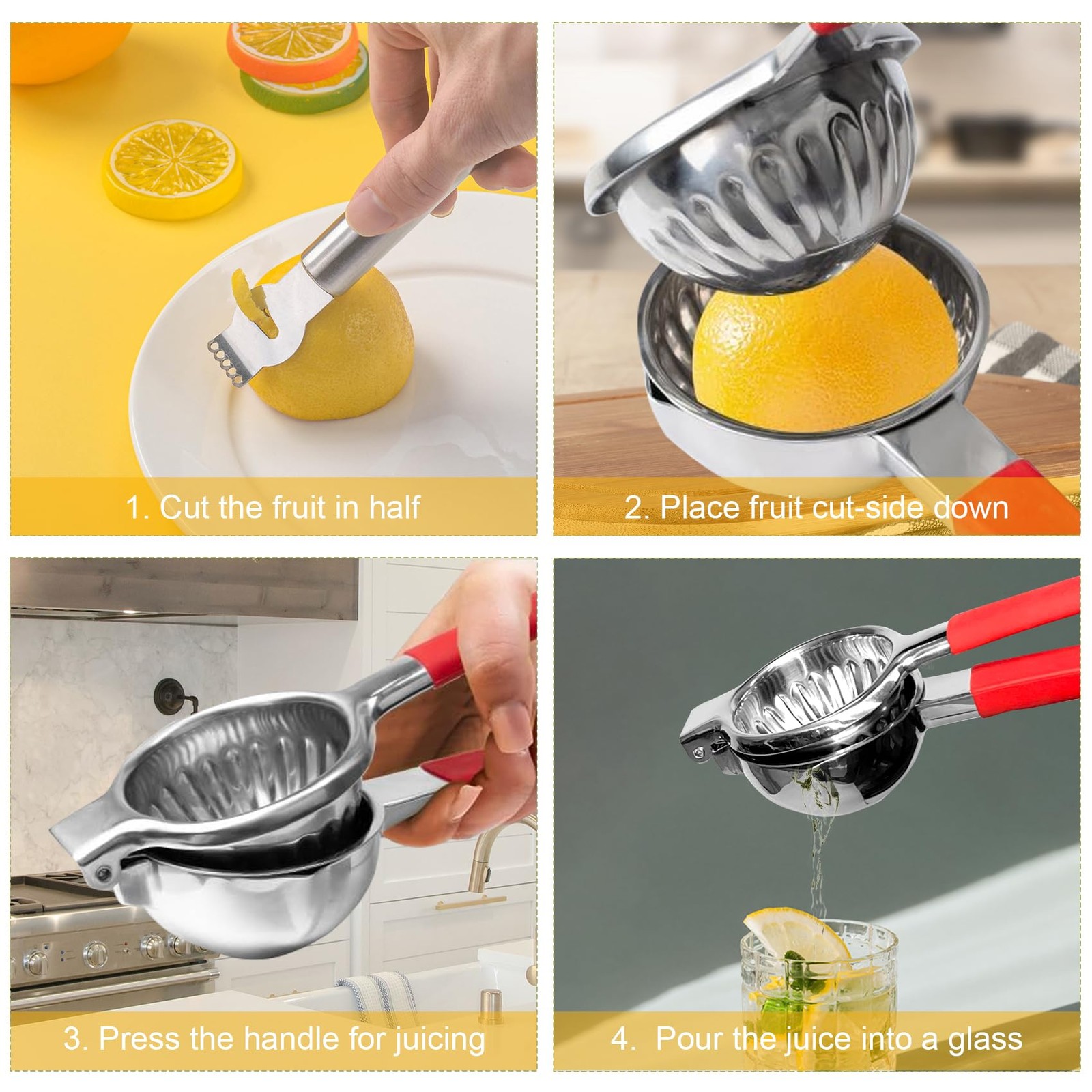 Lemon Squeezer Stainless Steel Heavy Duty Large Bowl Manual Citrus Press Juicer