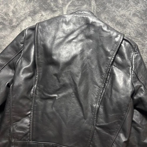 70s Vintage Brooks Leather Biker Jacket Mens M Black Motorcycle USA image 4