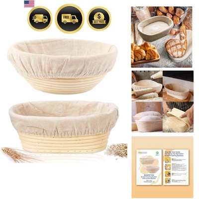 Bread Proofing Basket Set 2 Pack Rattan Proofing Bowls for Sourdough Baking