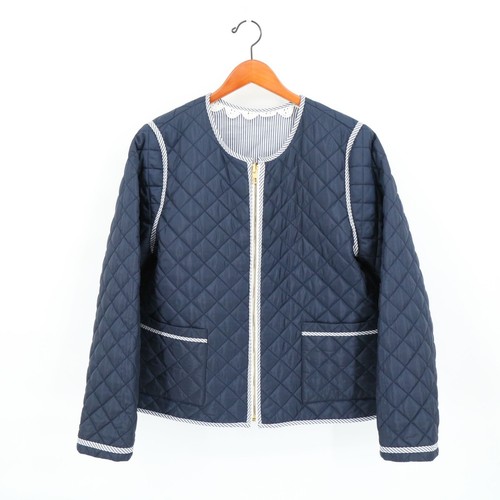 NWT Tory Burch Petra Reversible Skinny Candy Stripe Blue Quilted Jacket XL - Picture 8 of 13