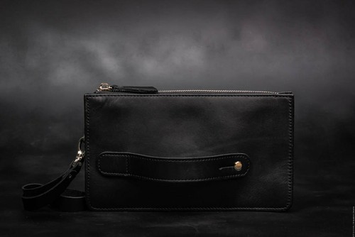 Pochette da uomo in pelle di colore nero, marrone, marrone scuro - Foto 15 di 24